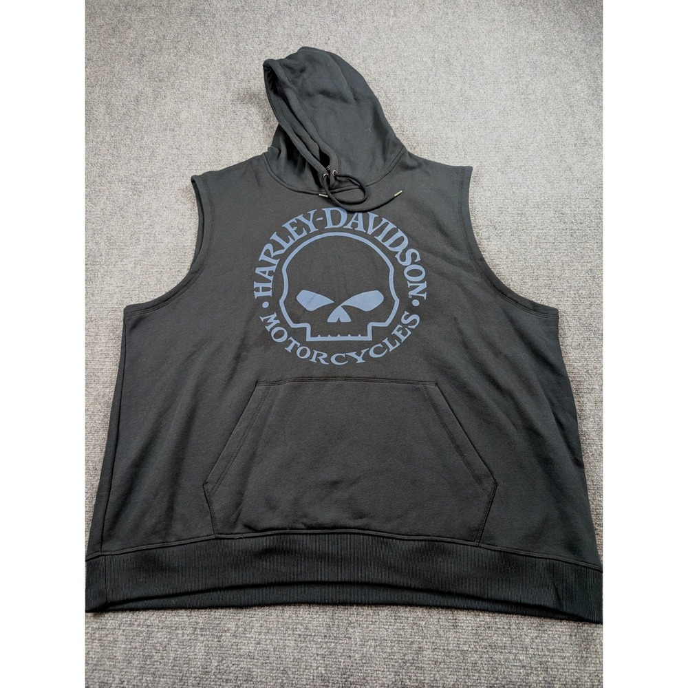 Harley-Davidson Mens Willie G Skull Sleeveless Hoodie Black 3XL Shirt 96297-22VM